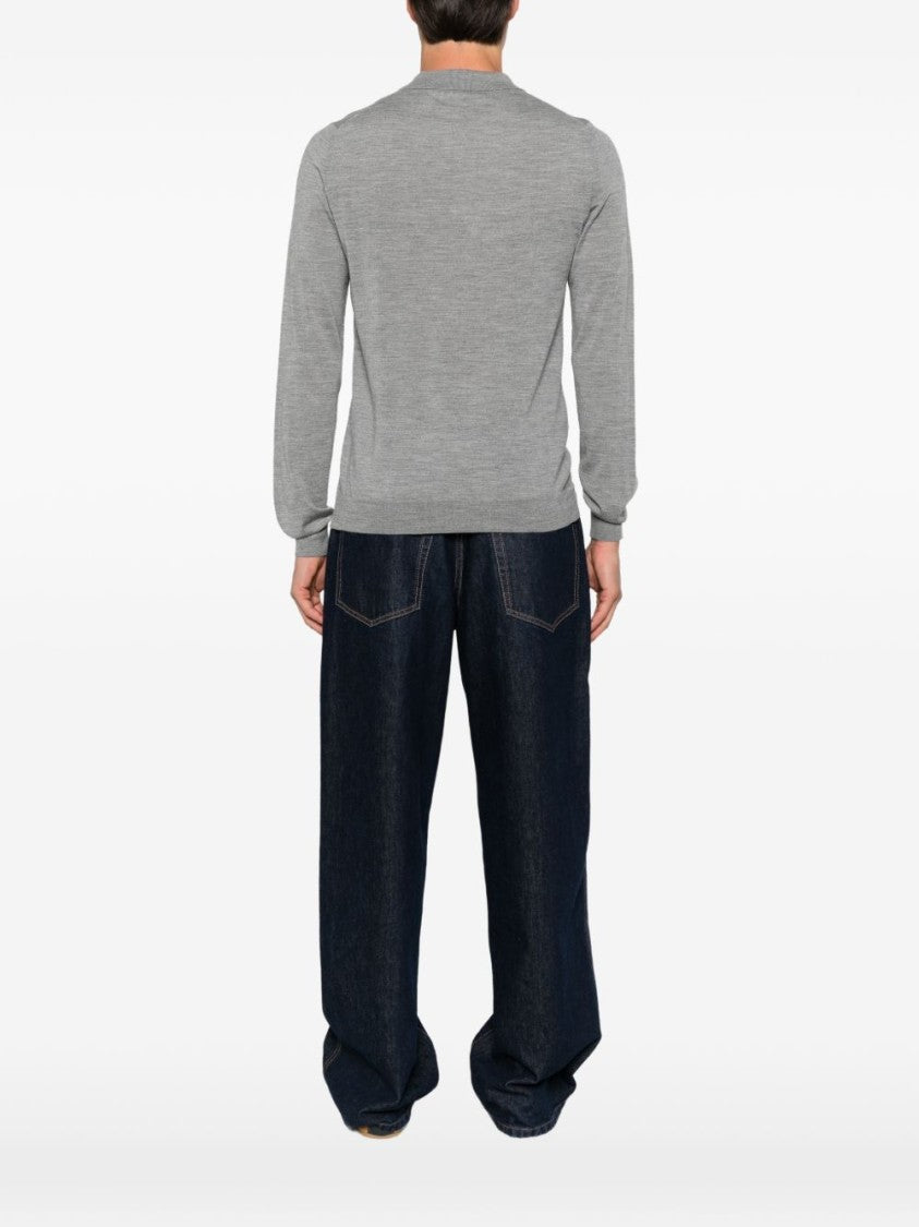 Lanvin Long-Sleeve Polo Shirt In Luxurious Silk-Nylon Blend