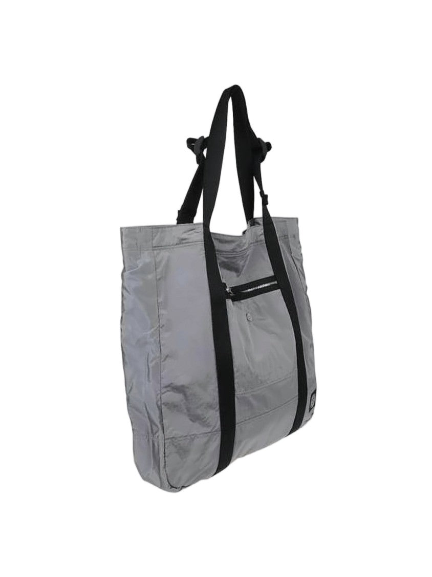 Stone Island Minimalist Grey Tote Bag With Reflective Surface