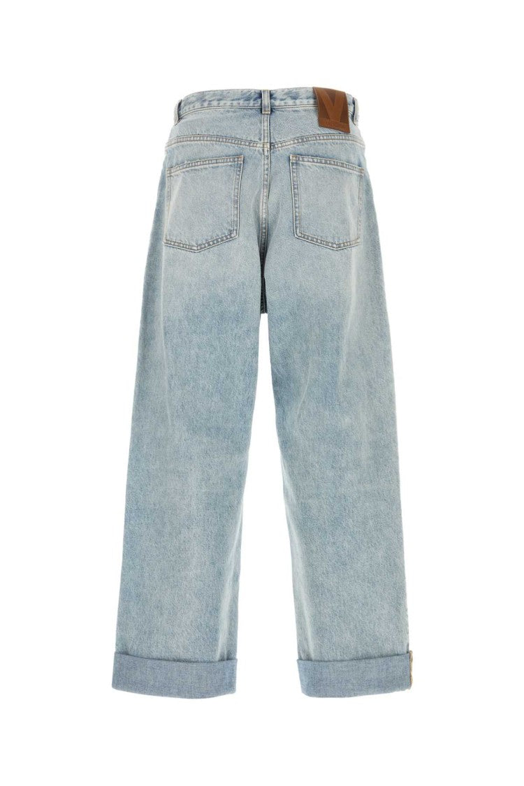 Valentino Garavani Wide-Leg Denim Jeans With Rolled Cuffs