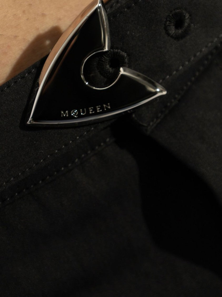 Alexander Mcqueen Belted Black Trousers With Concealed Fastening