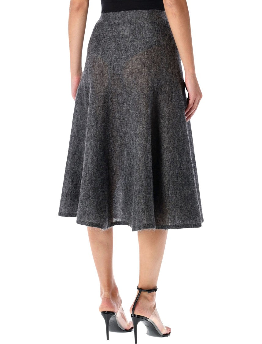 Alaïa Alaïa Grey Mohair Circular Midi Skirt