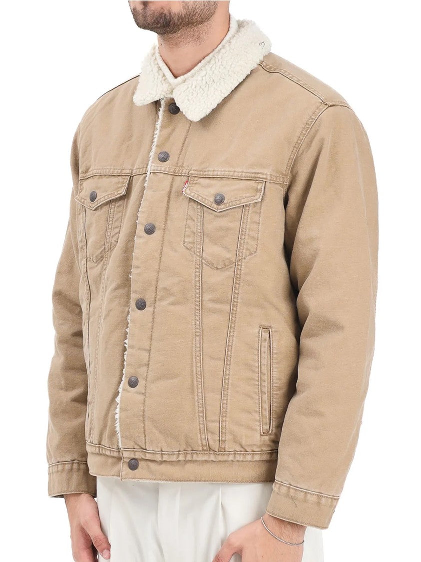 Levi's Beige Shearling-Lined Cotton Denim Jacket