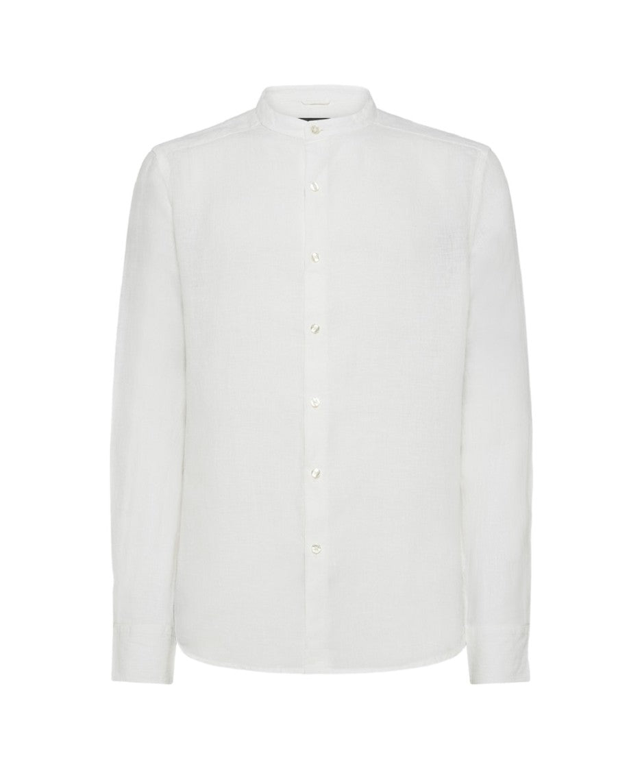 Peuterey Lightweight Linen Shirt With Mandarin Collar