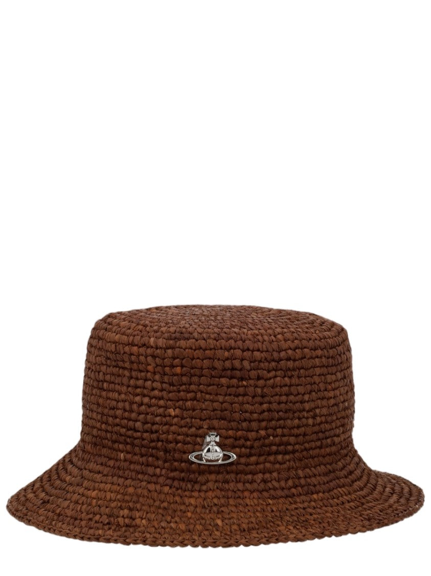 Vivienne Westwood Brown Woven Raffia Bucket Hat