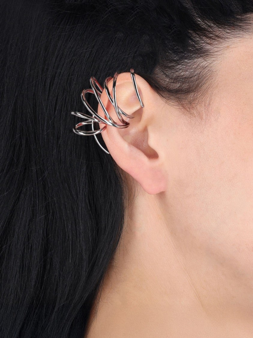 Panconesi "Orbit" Ear Cuff In Silver-Plated Brass, Spiral Design.