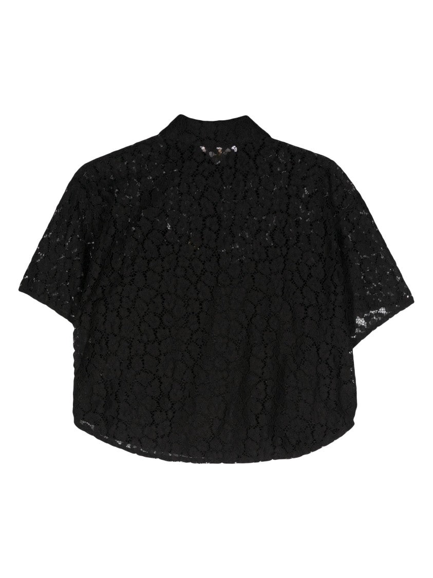 Michael Kors Lace Crop Shirt With Button-Up Front