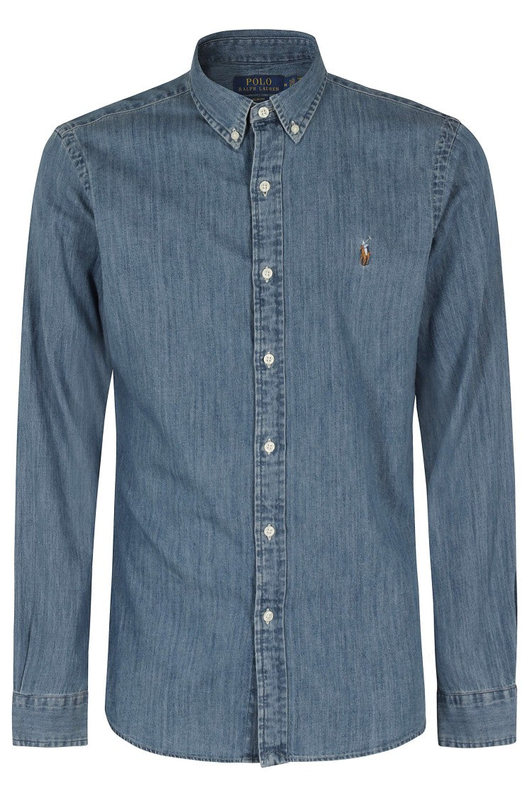 Polo Ralph Lauren Slim-Fit Denim Shirt With Button-Down Collar And Embroidered Logo