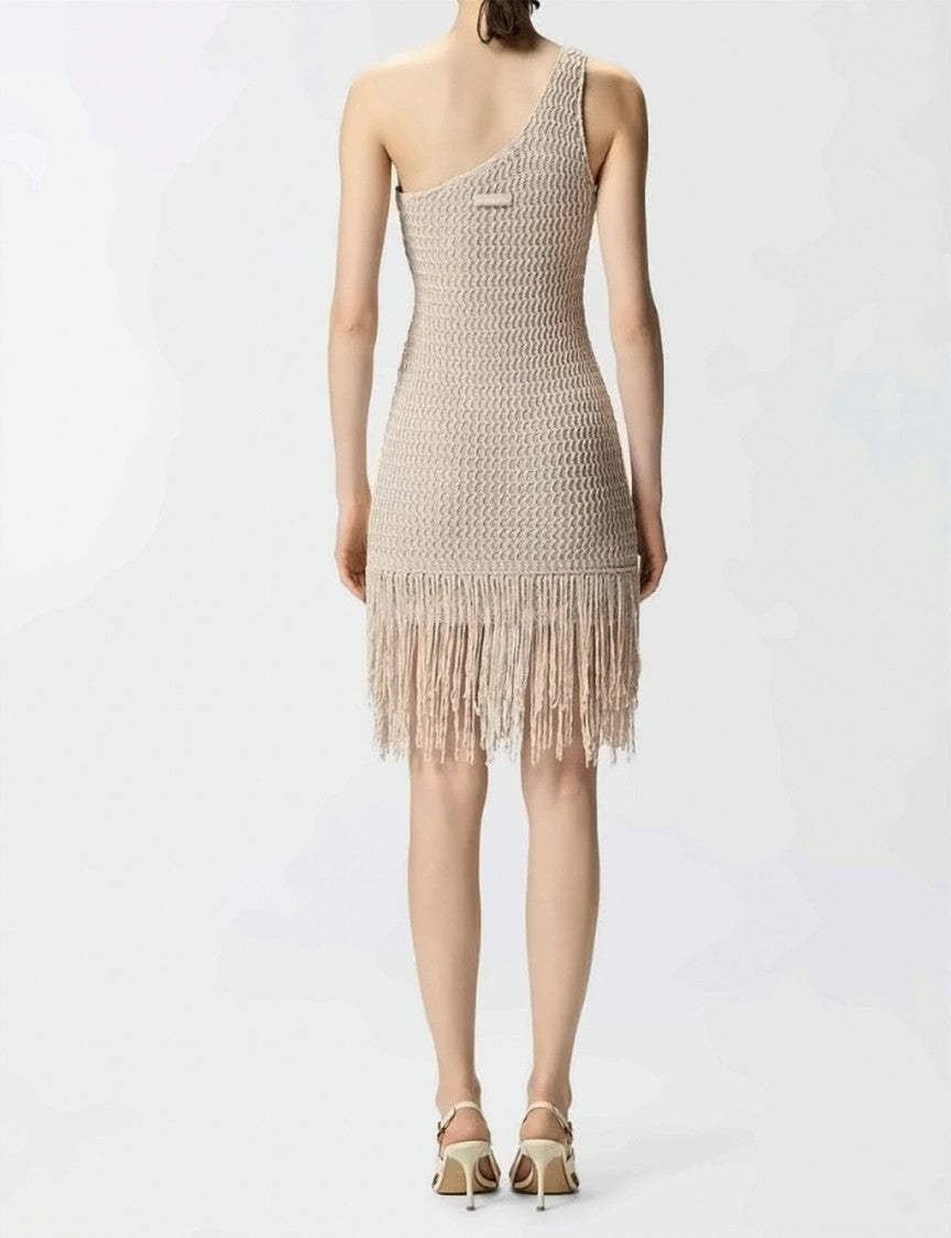 Pinko Juniperos Abito Perforated Fringed Dress