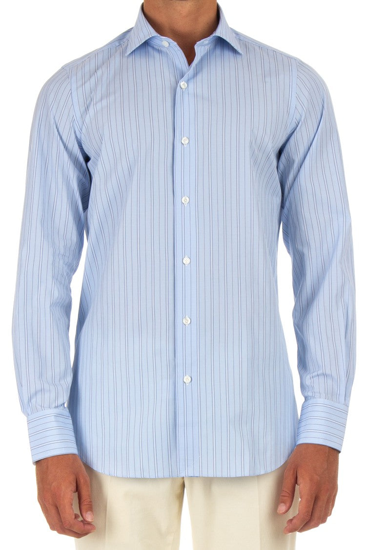 Finamore Striped Poplin Tailored Shirt Milano Line