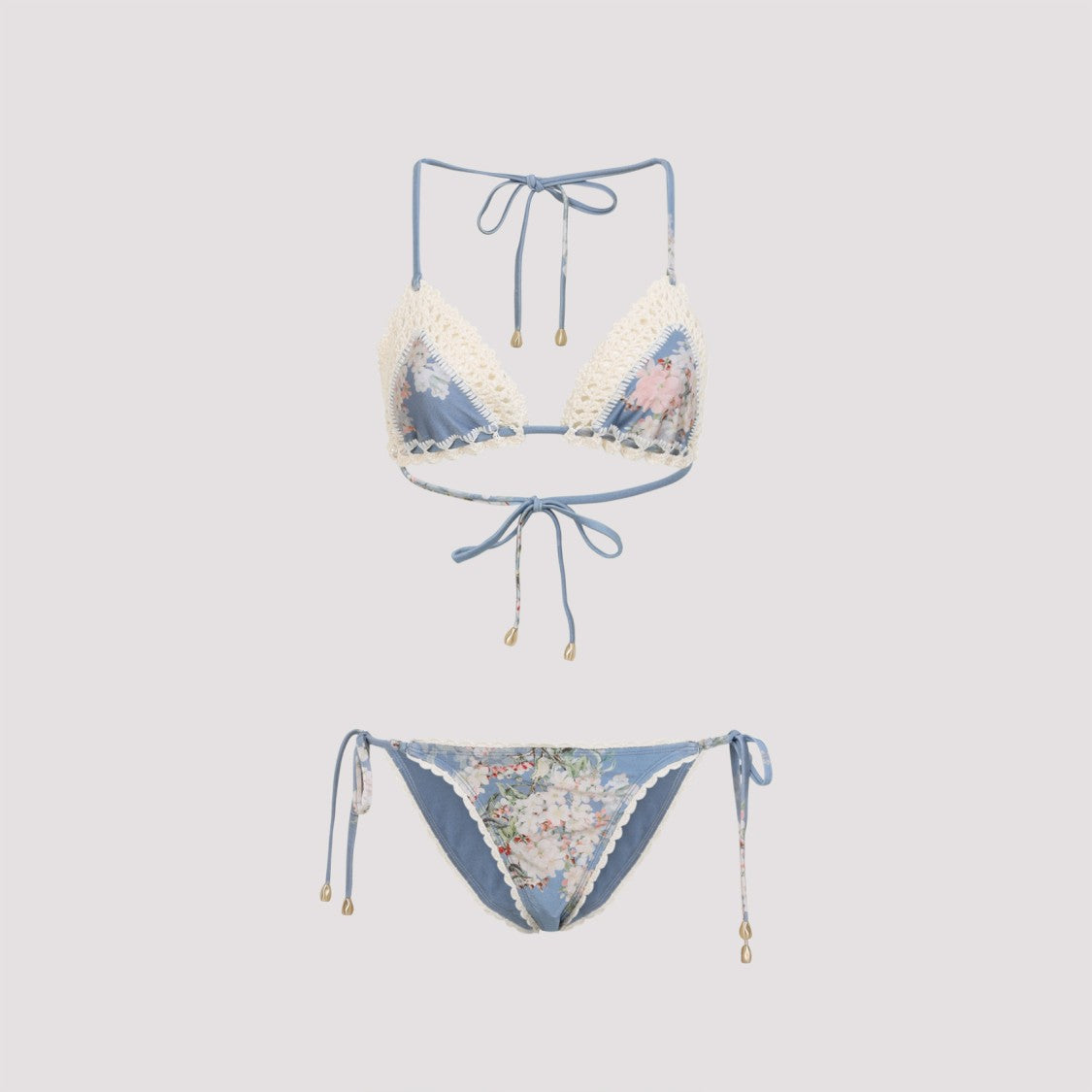 Zimmermann Floral Print Bikini Set With Scalloped Edges
