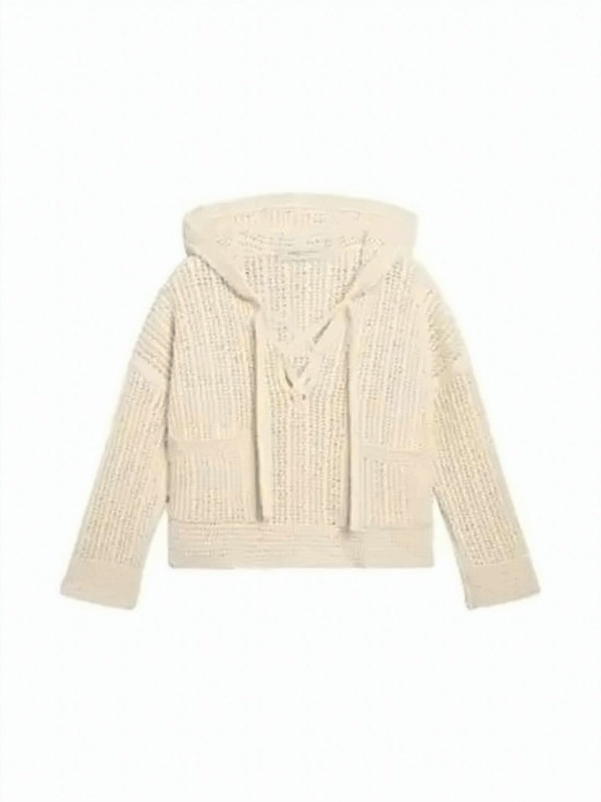 Golden Goose Textured Knit Cropped Hoodie With Drawstring And Ribbed Cuffs