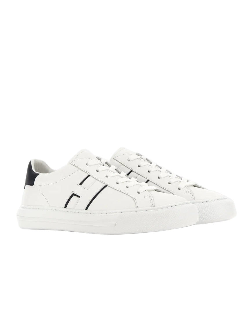 Hogan Low-Top White Leather Sneakers With Black Accents