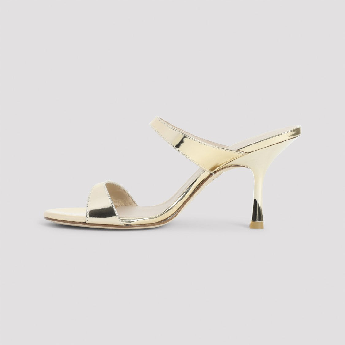 Stuart Weitzman Metallic Finish Sandals With Slim Heel