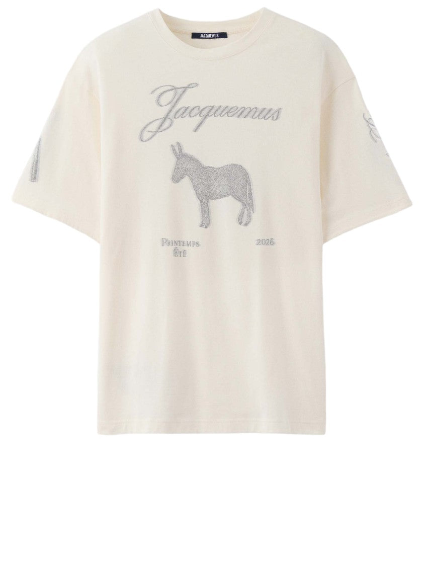 Jacquemus Ivory Cotton Logo T-Shirt