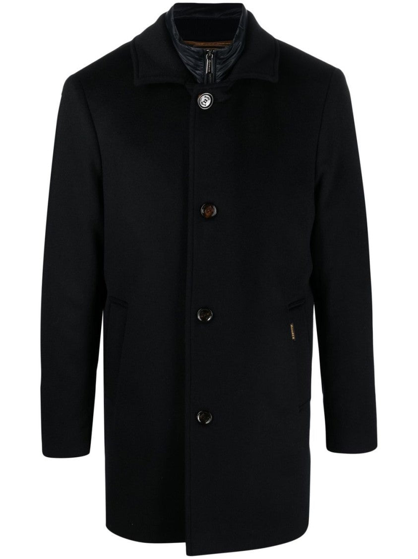 Moorer Navy Blue Wool-Cashmere Blend Coat