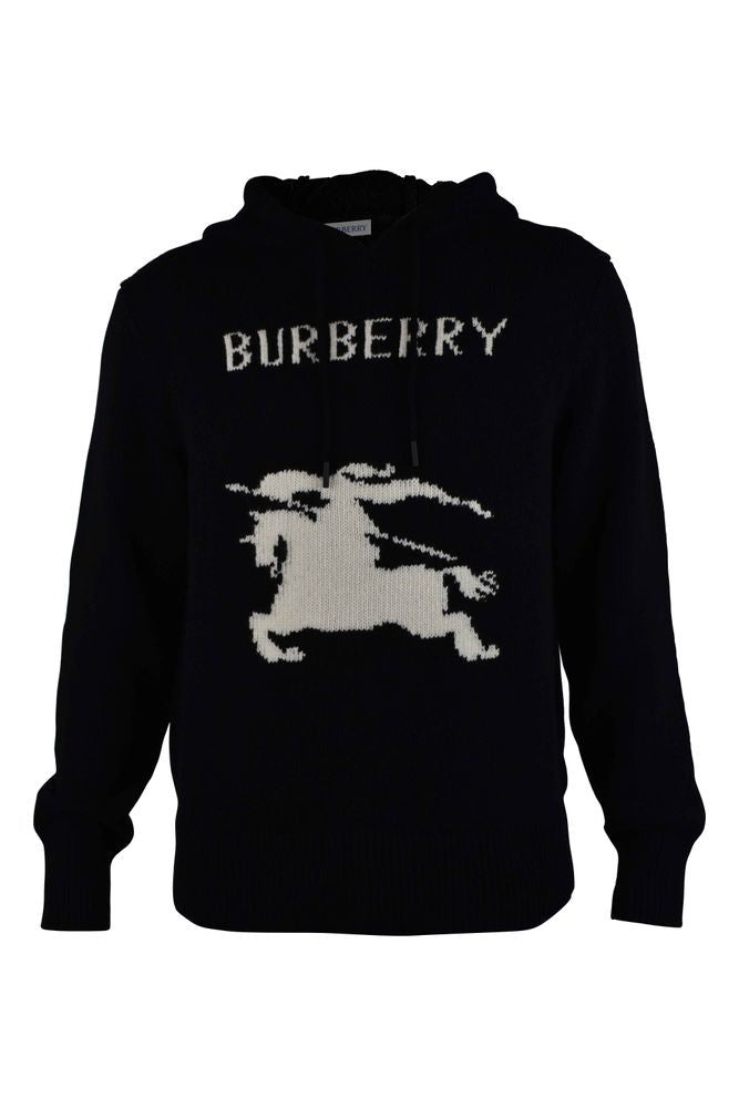 Burberry Black Hoodie With Iconic Equestrian Knight