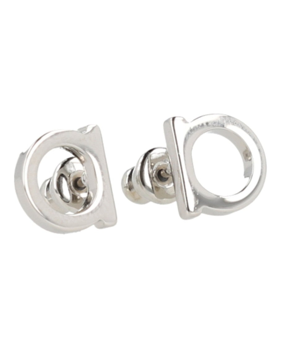 Ferragamo Circular Minimalist Bijoux Earrings With Silver-Tone Finish