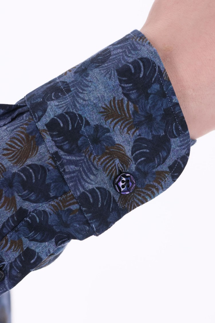 Barba Floral Print Linen Tailored Shirt Line Dandylife