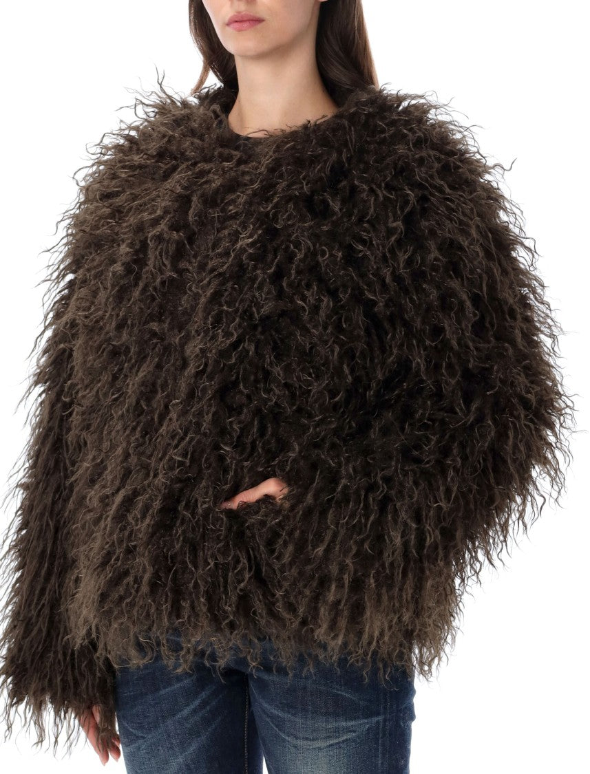 Goldbergh Yua Eco Fur Deep Brown Boxy Faux Fur Jacket