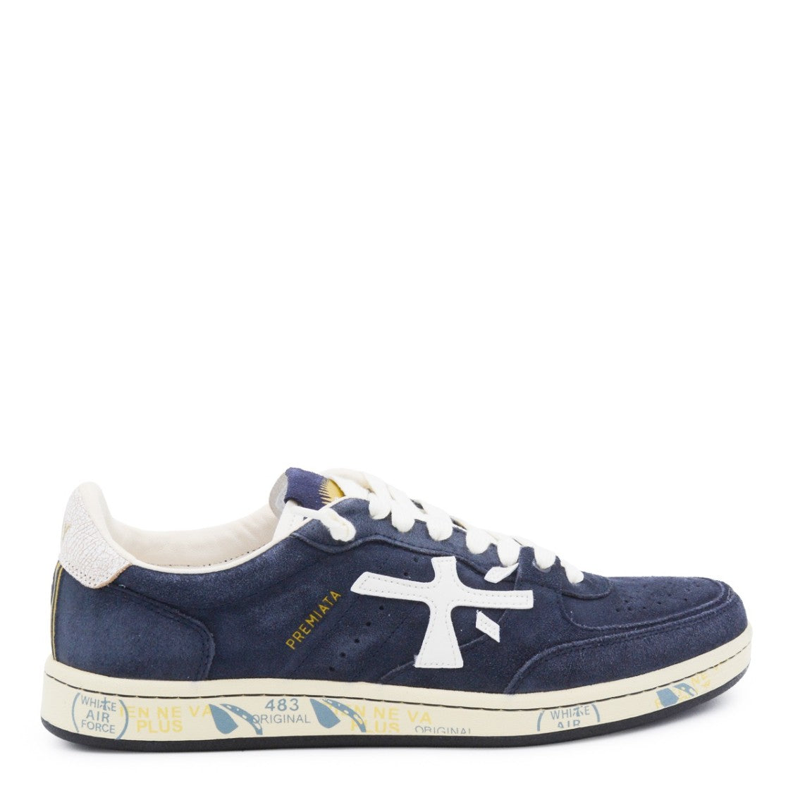 Premiata Navy Basket Clay Leather Sneakers