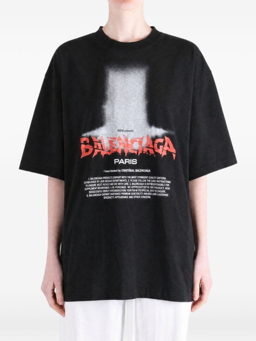 Balenciaga Black The Door Graphic Print Oversized T-Shirt