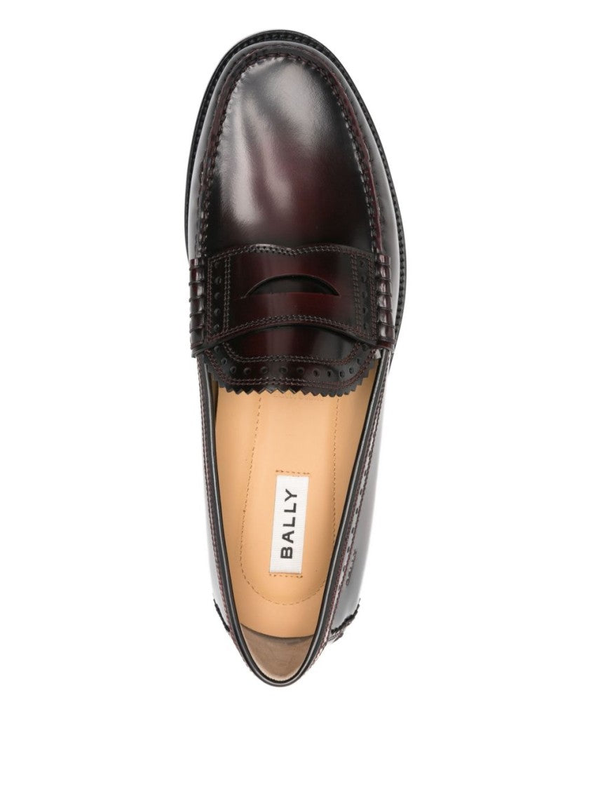 Bally Burgundy Leather Flat Shoes