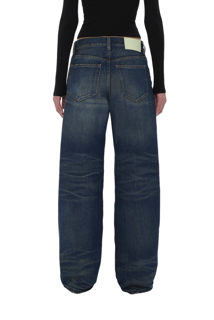 Haikure Blue Vintage Wide-Leg Cotton Jeans