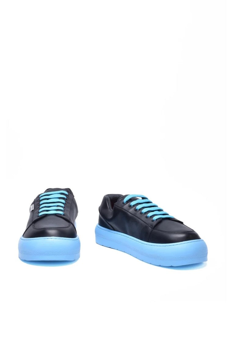 Sunnei Leather Sneakers - Black/Light Blue