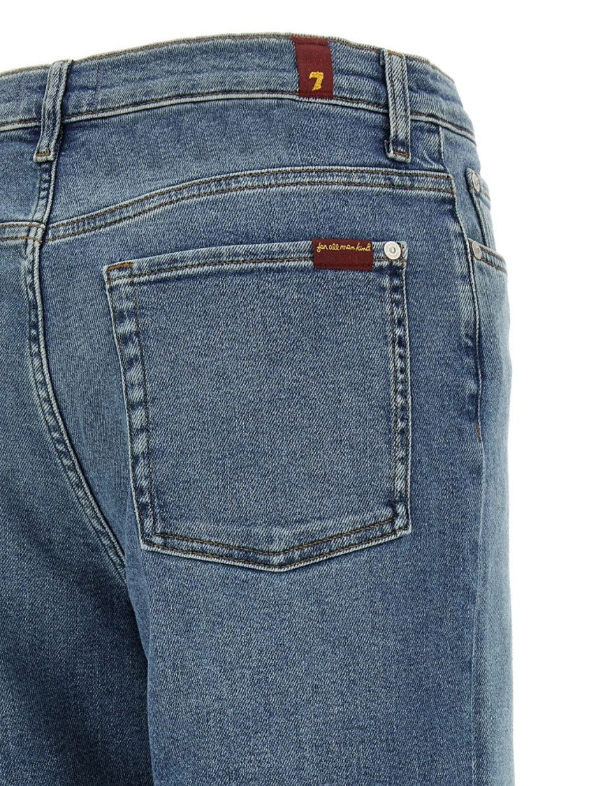 Seven Medium Waist Straight-Leg Denim Jeans With Front Zip Closure