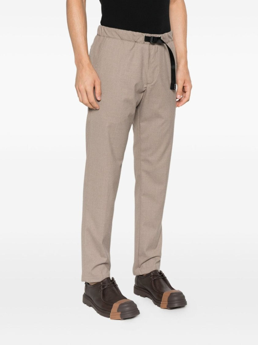 White Sand Straight-Leg Beige Trousers With Adjustable Waistband