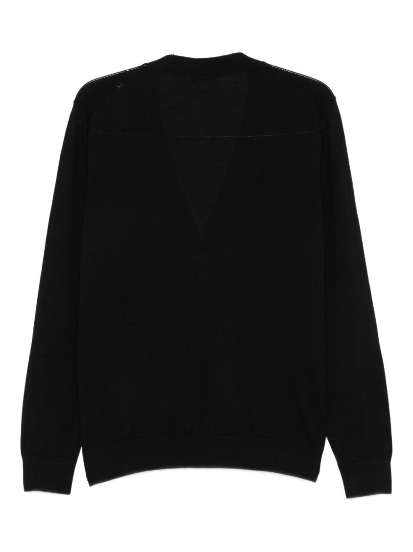 Piacenza Cashmere Classic Black Cardigan With V-Neckline
