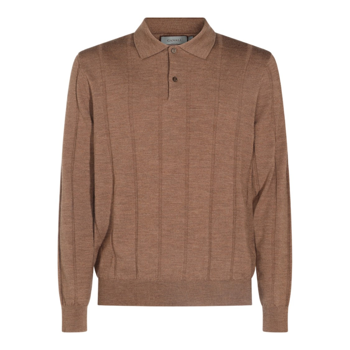Canali Polo Collar Knit Sweater With Ribbed Texture And Minimalist Design