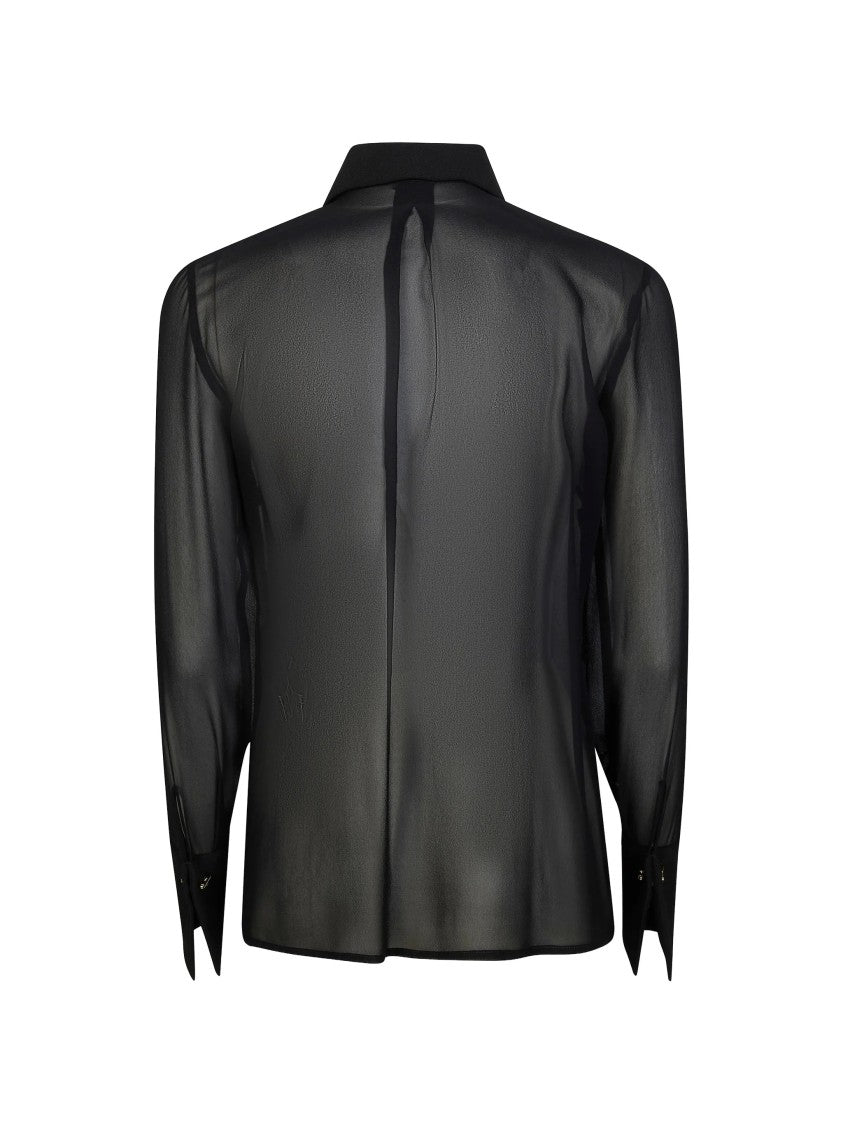Elisabetta Franchi Sheer White Front Tie Blouse