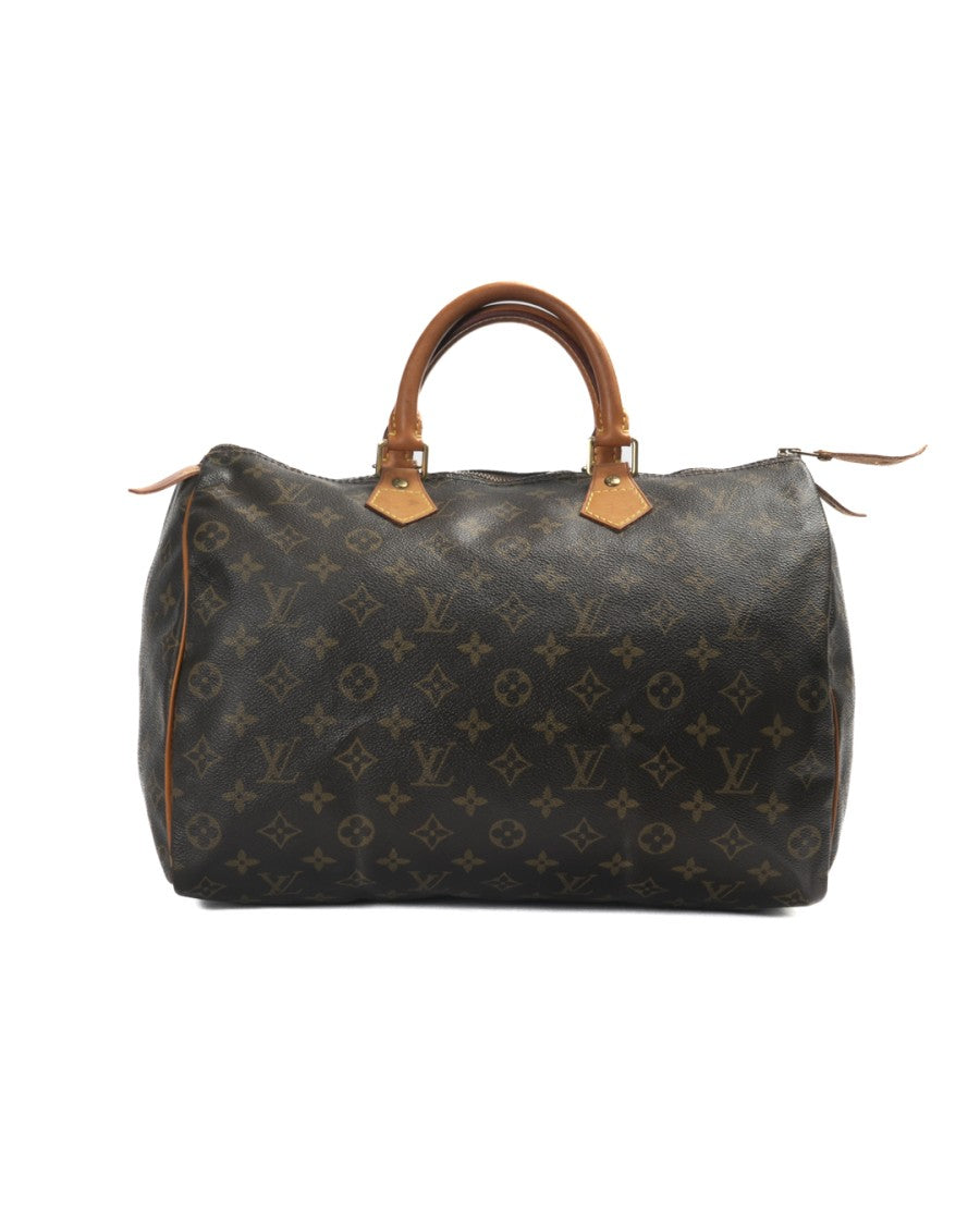 Louis Vuitton Brown Monogram Speedy 35 Canvas Tote Bag