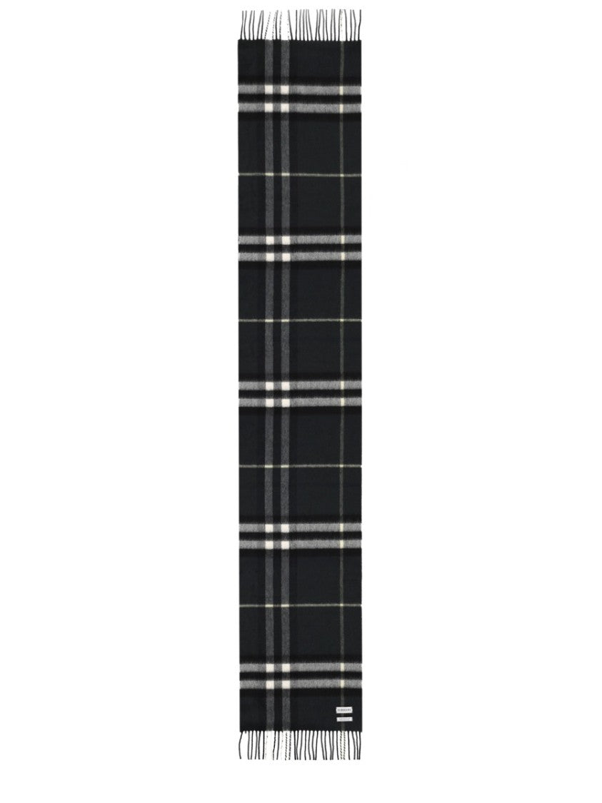 Burberry Cashmere Fringed Check Scarf