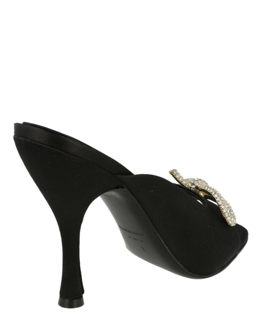 Ferragamo Crystal-Embellished Knot-Detail Mules