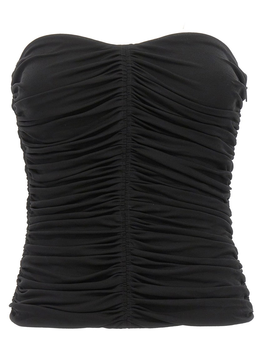 Saint Laurent Fitted Crepe Jersey Bustier Top