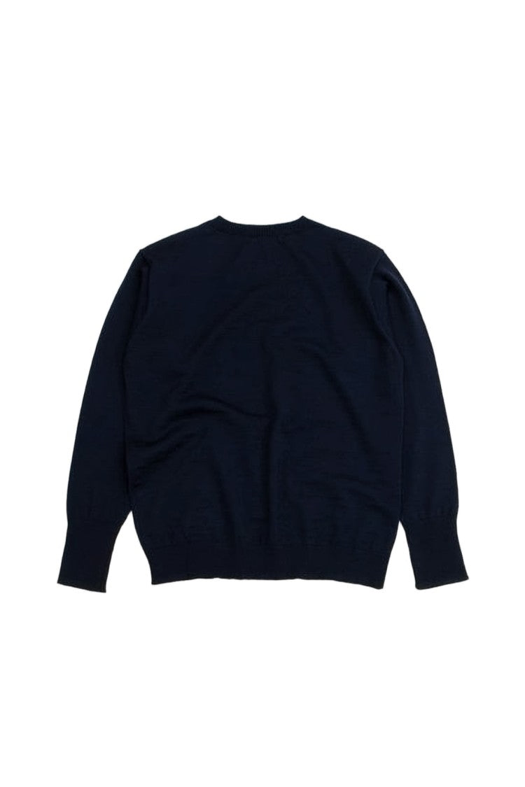 Andersen-Andersen Crewneck Sweater In Deep Navy Merino Wool