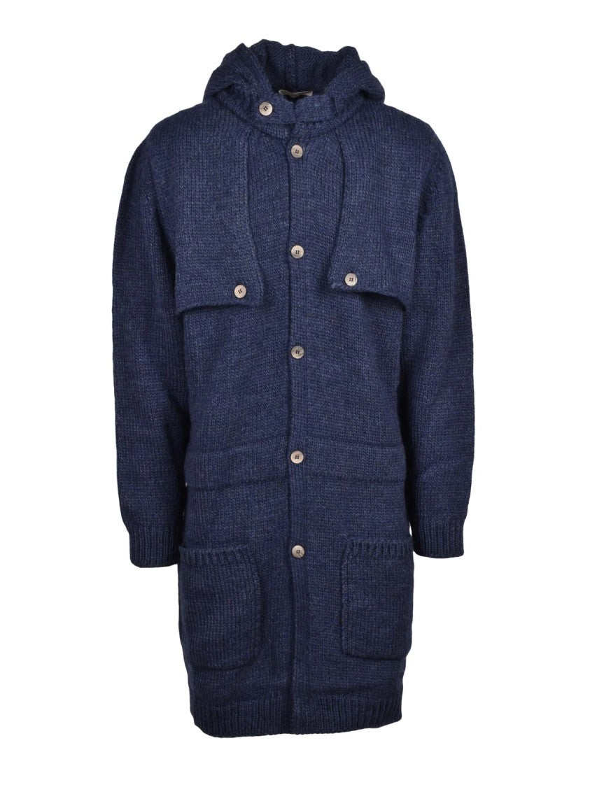 Cashmere Company P. Blue Knit Wool-Blend Coat
