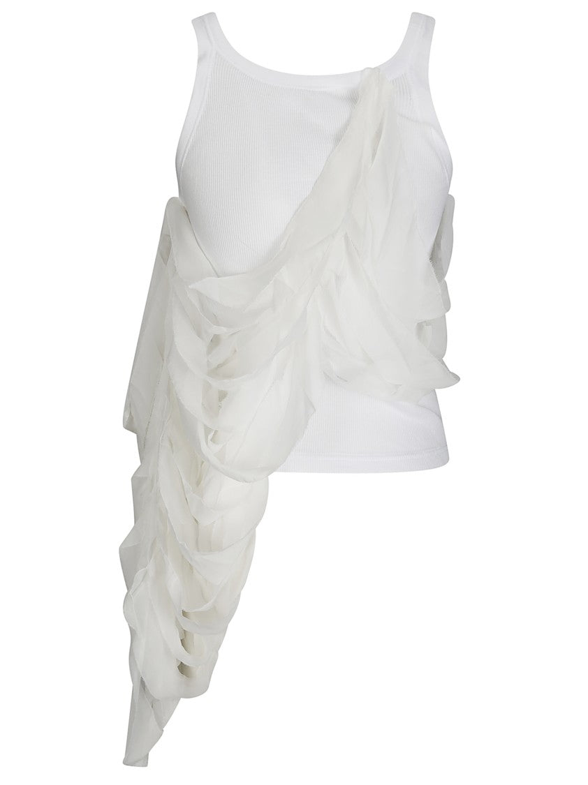 Maria Calderara Ribbed Sleeveless Cotton Top With Overlapping Inserts