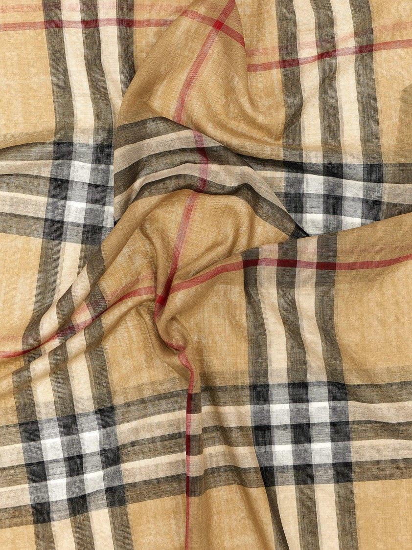 Burberry Fringed Check-Print Wool And Silk Scarf