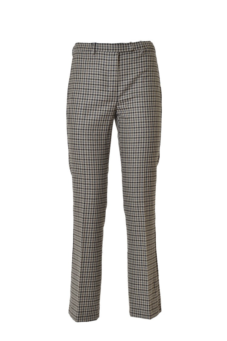 Max Mara Straight-Leg Plaid Wool Trousers In Beige Check