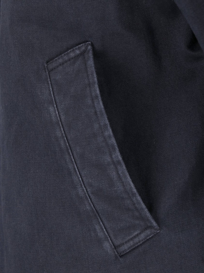 Our Legacy Refined Zip-Up Jacket With Classic Collar In Deep Blue Cotton