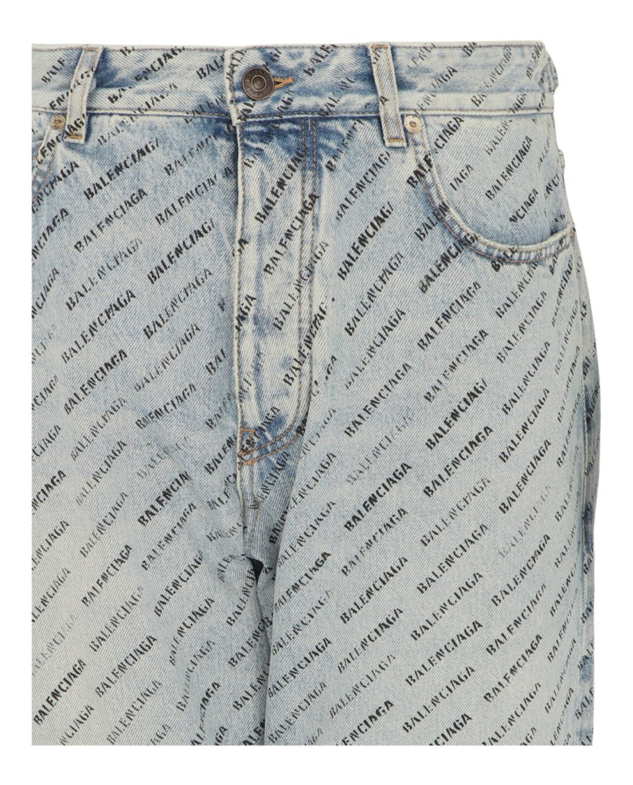 Balenciaga Allover Stencil Print Buckle Loose-Fit Pants