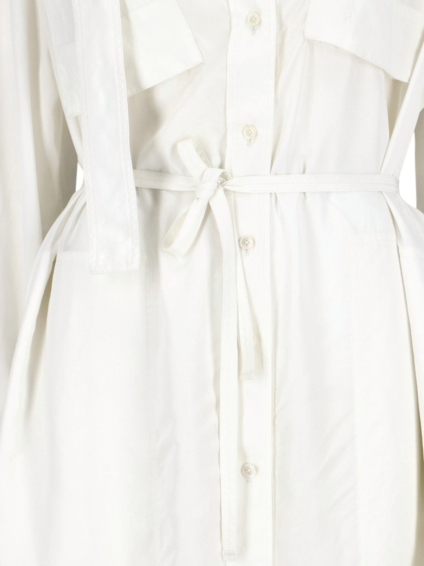 Lemaire White Fabric Maxi Shirt Dress