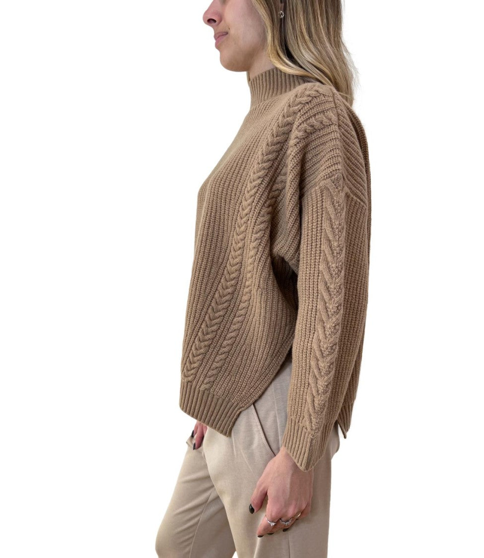 Max Mara Textured Cable Knit Sweater With High Neckline