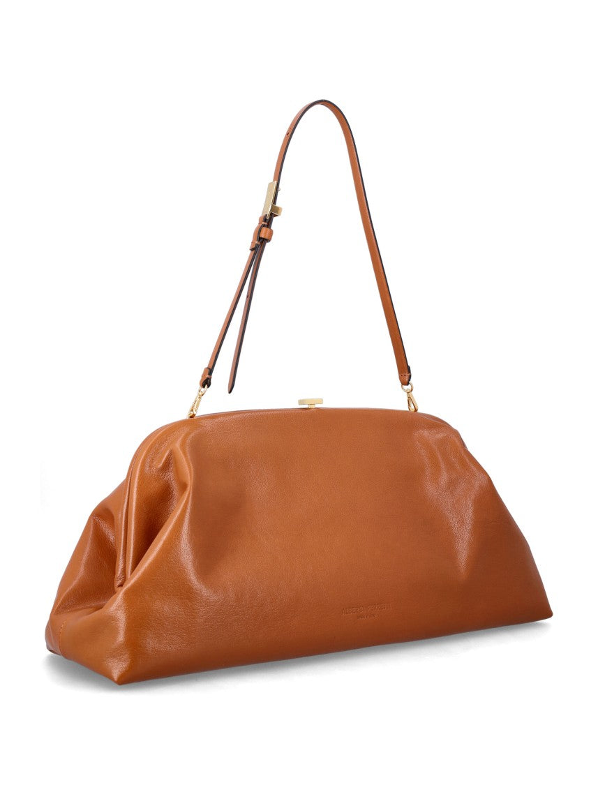 Alberta Ferretti Smooth Leather Shoulder Bag With Structured Silhouette And Gold-Tone Hardware