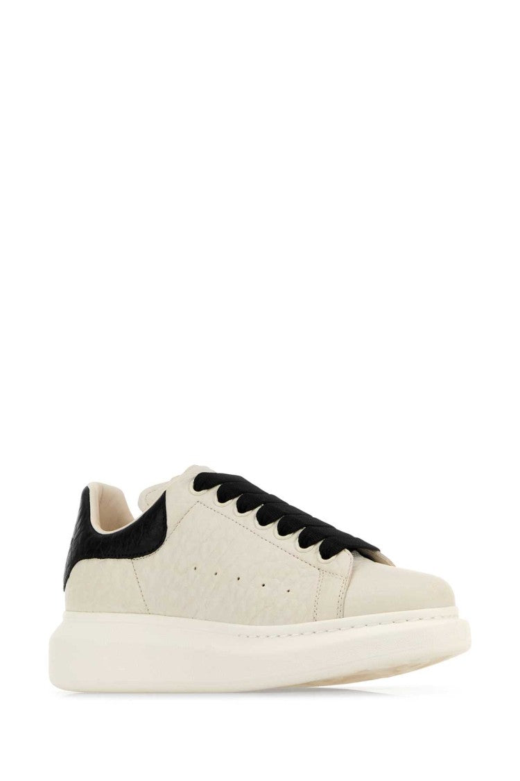 Alexander Mcqueen White Leather Sneakers With Black Leather Heel