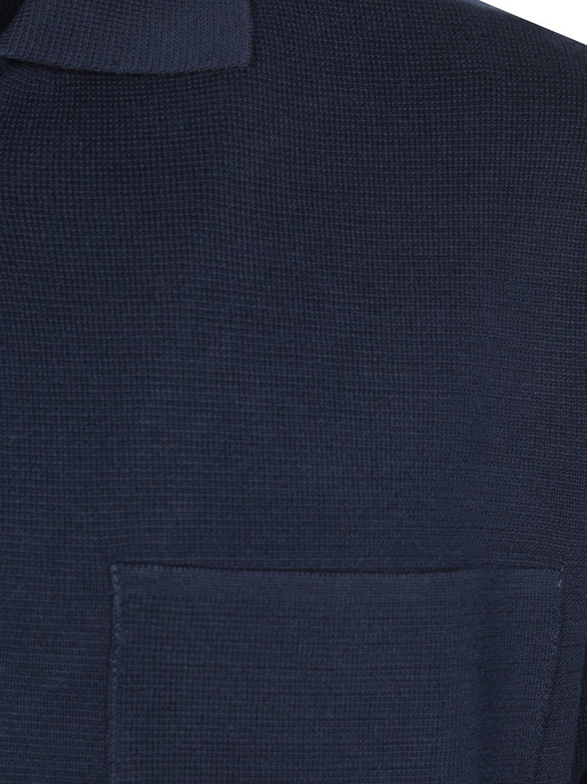 Filippo De Laurentiis Dark Navy Knit Shirt Jacket