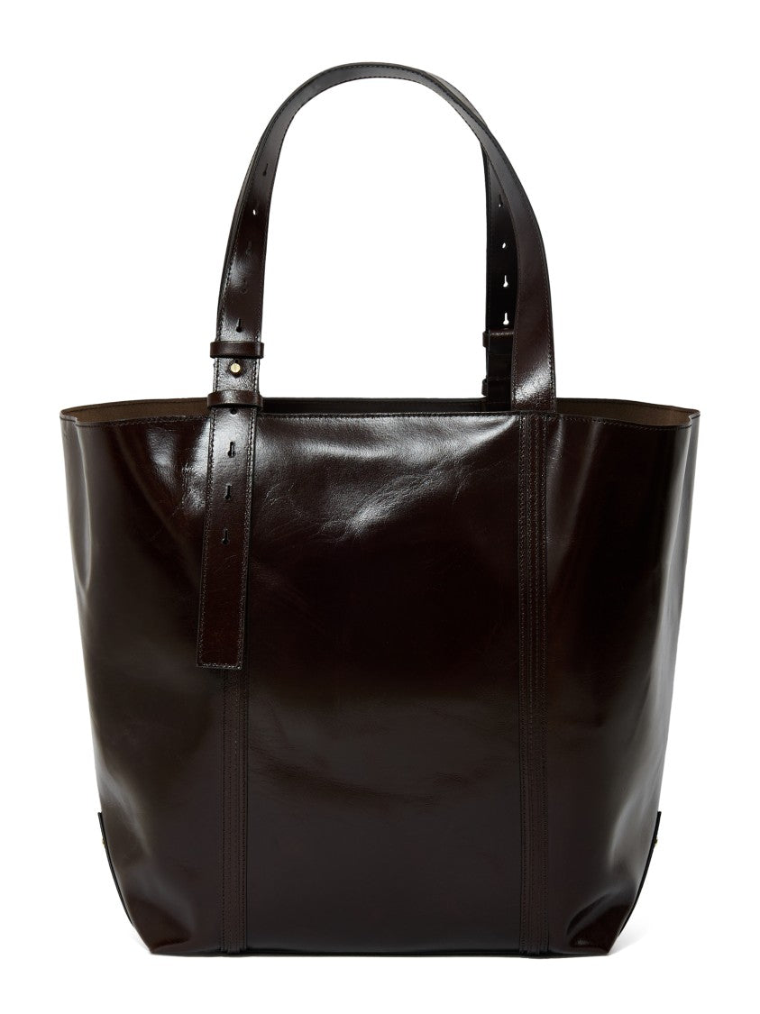 Golden Goose Textured Dark Brown Leather Shopping Bag